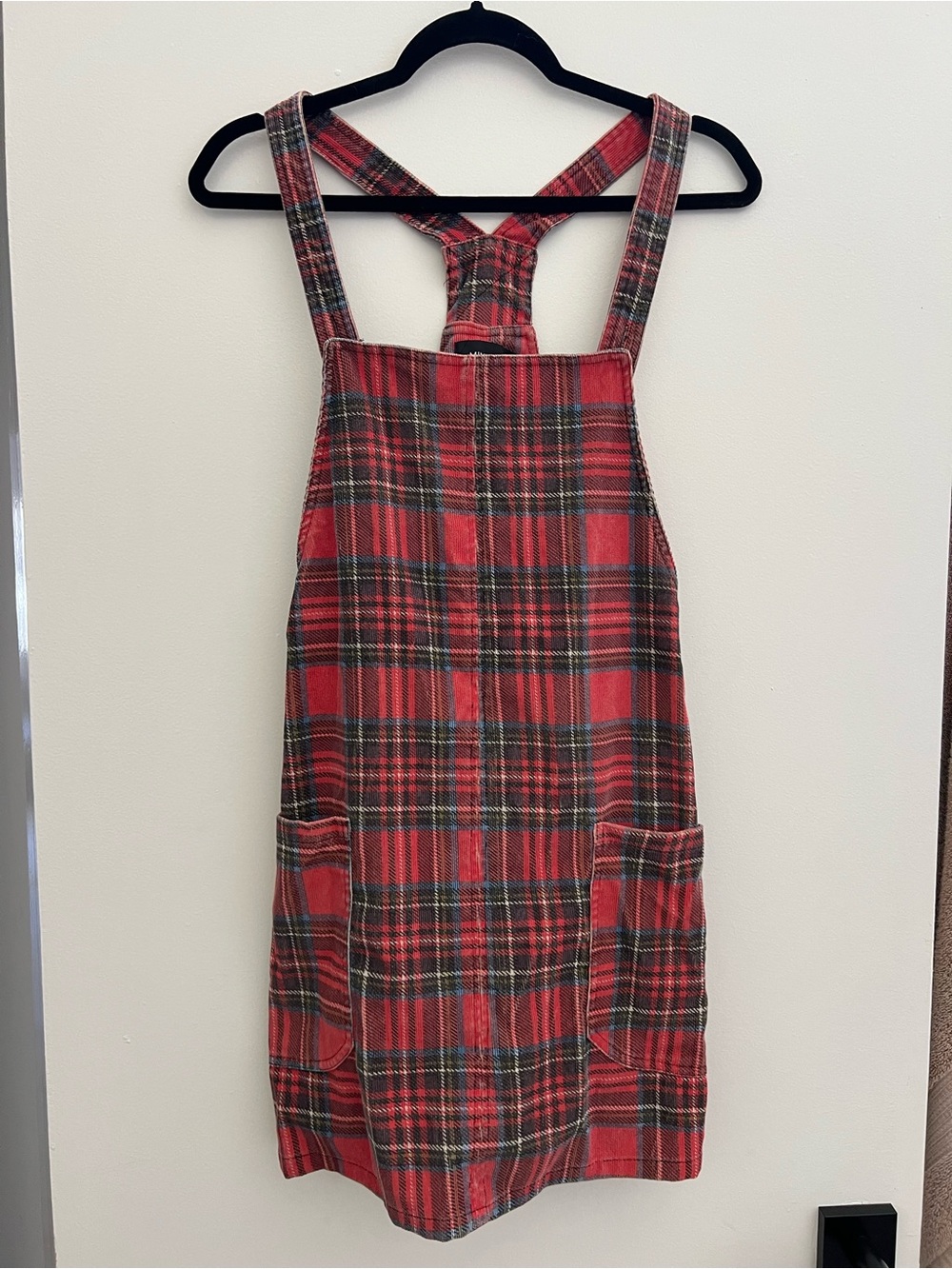 MINKPINK Red Tartan Plaid Pinafore Overall Dress – Size M